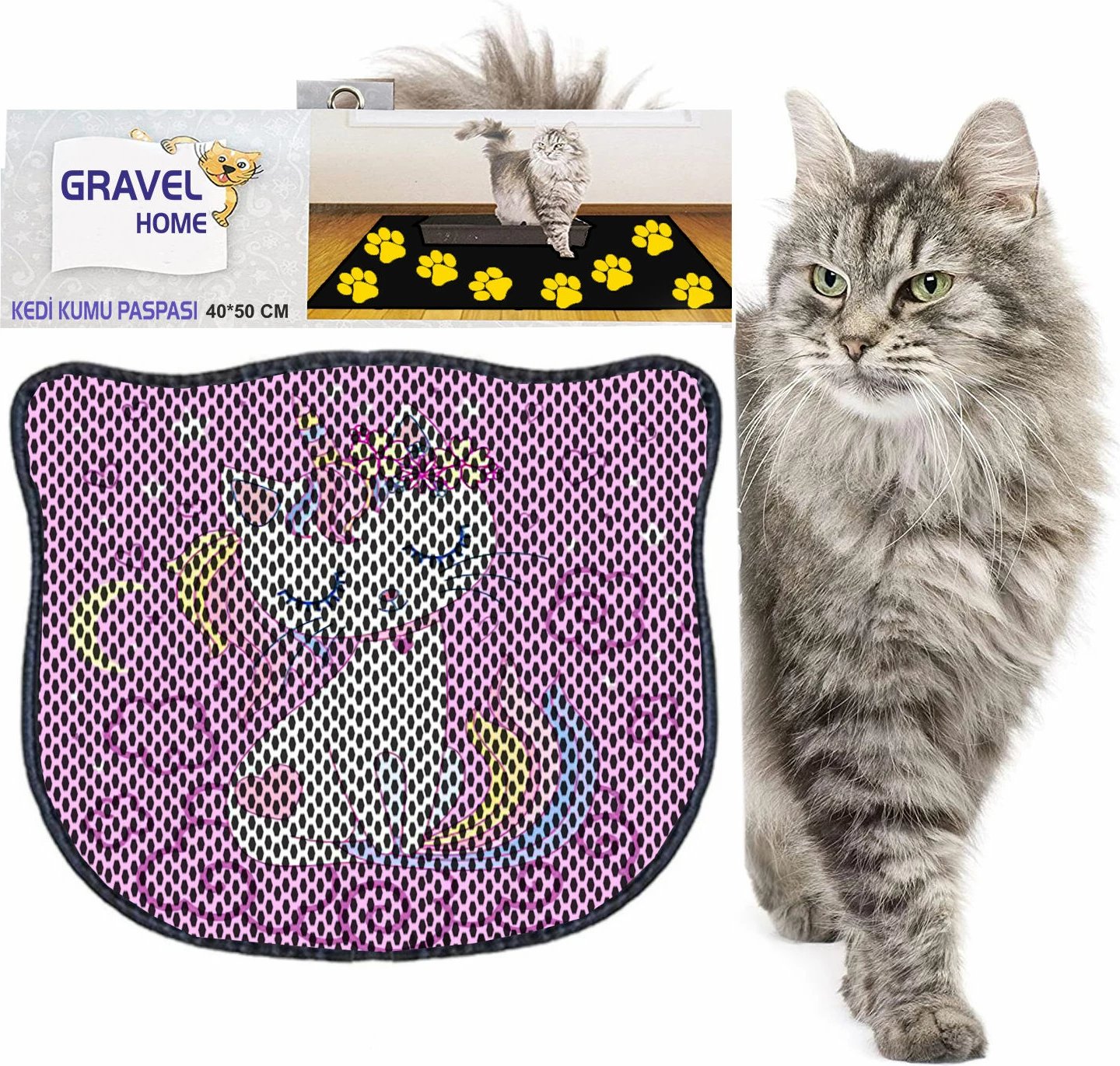 Tapet për rërë maceje, shumëngjyrësh, Paws & Whiskers, Kdkafa0161, 40x50cm