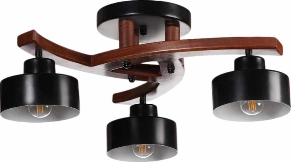 Llambë tavani Opviq, 9002-7, metal, ngjyrë e zezë dhe arre