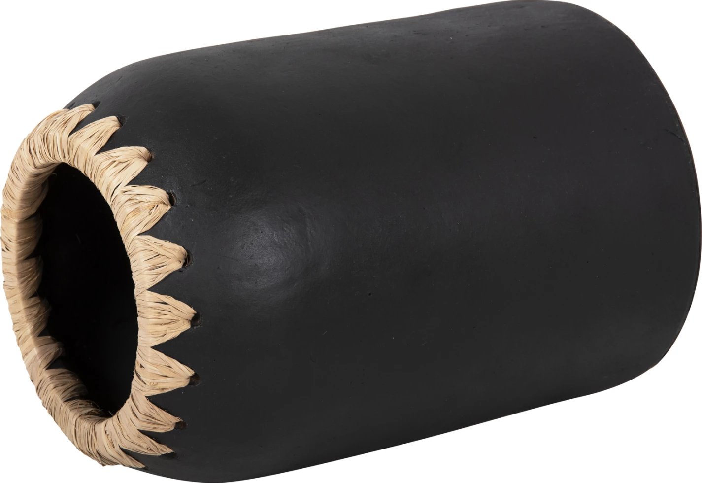 Vazo dekorative FH4376 terrakote, ngjyrë bardhë, me thurje kashte në buzë, Φ21Χ32H cm Vazo dekorative FH4376 terrakote, ngjyrë bardhë, me thurje kashte në buzë, Φ21Χ32H cm