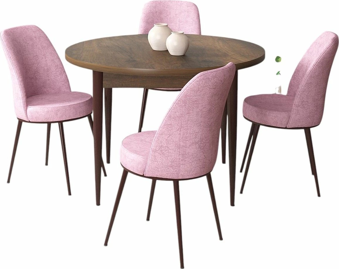 Tavolinë me karrige, 5 copë, Skye Decor, Baroque, rozë