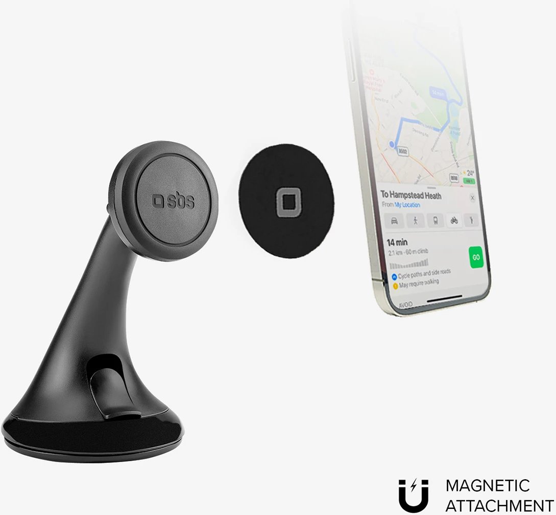 Mbajtës magnetik për celular SBS TESUPPWINDWIDEK, për bord/xham, MagSafe, i zi