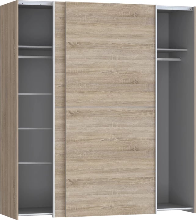 Dollap Noez 2 dyer me rafte, melaminë sonoma, 170.5x61x190.5cm