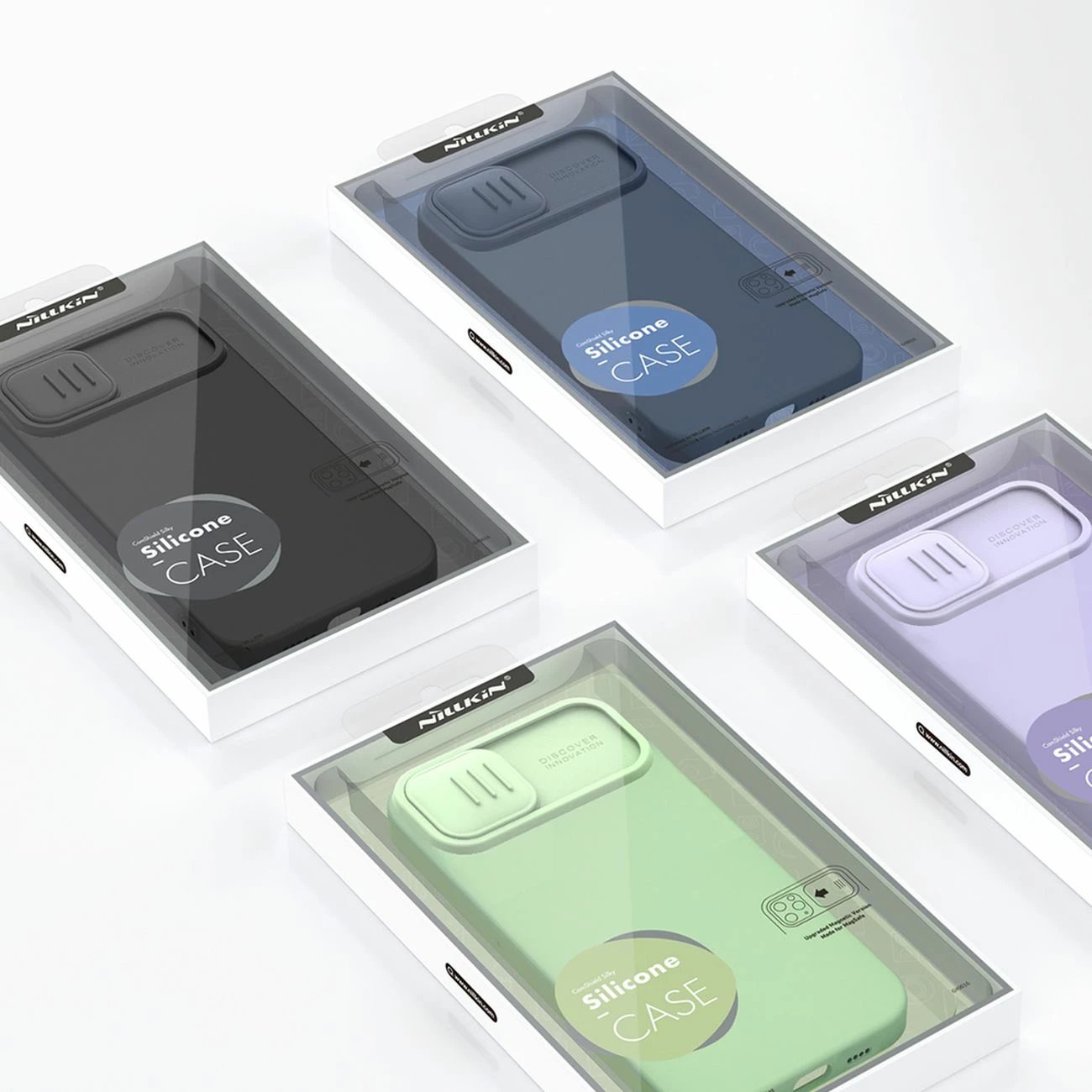 Mbështjellës Nillkin CamShield Silky Silicone për iPhone 14 Plus, me mbrojtëse kamere, i zi