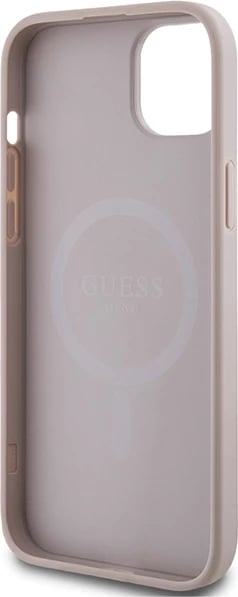 Mbështjellës Guess 4G Collection Leather Metal Logo MagSafe për iPhone 15/14/13, Rozë