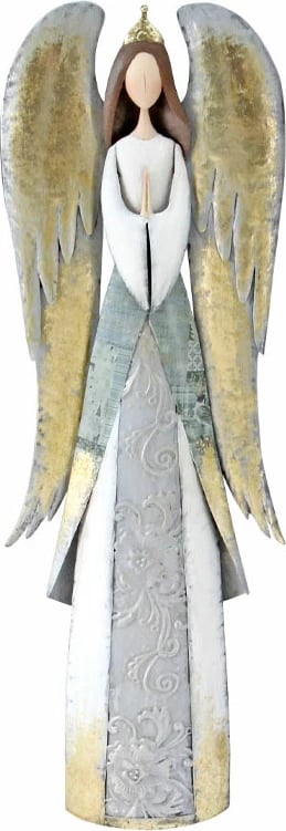 Dekor engjëll me krahë, shumëngjyrësh, metal, 25x11x76cm