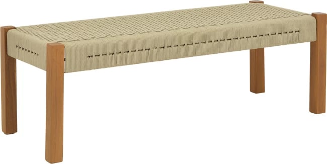 Bankë Uma, dru tik dhe litar poliestër, ngjyrë natyrale, 150x45x40cm