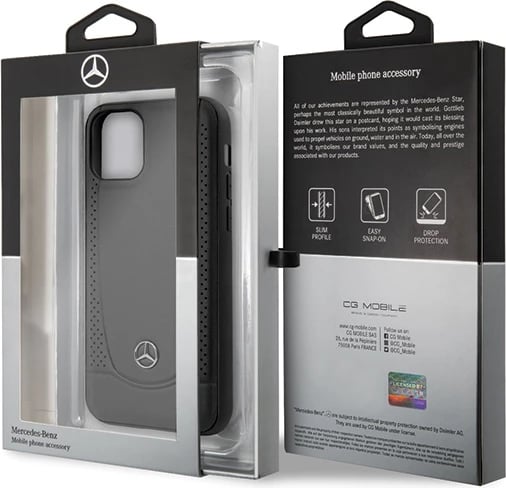 Mbështjellës Mercedes Urban Line për iPhone 11 Pro, Lëkurë, Zi