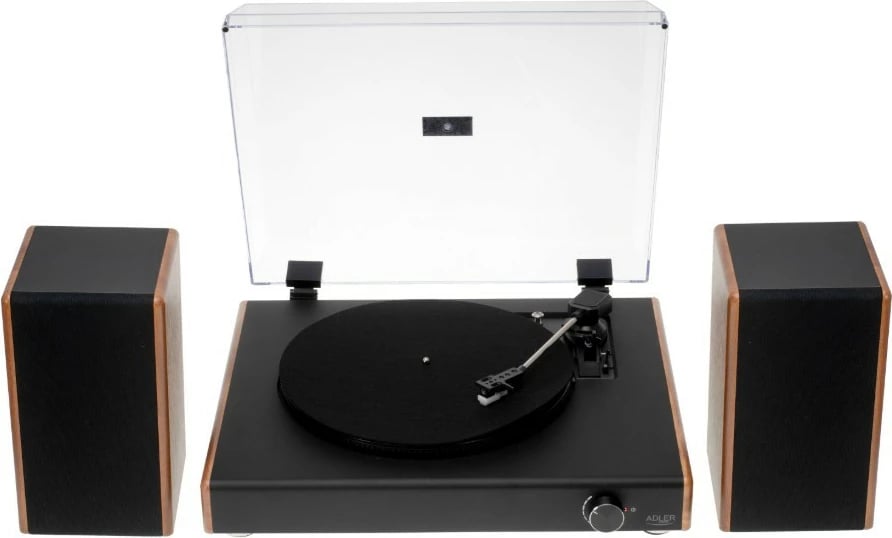 Gramofon Adler AD1915 me USB, Bluetooth, altoparlantë të integruar, i zi me pamje druri