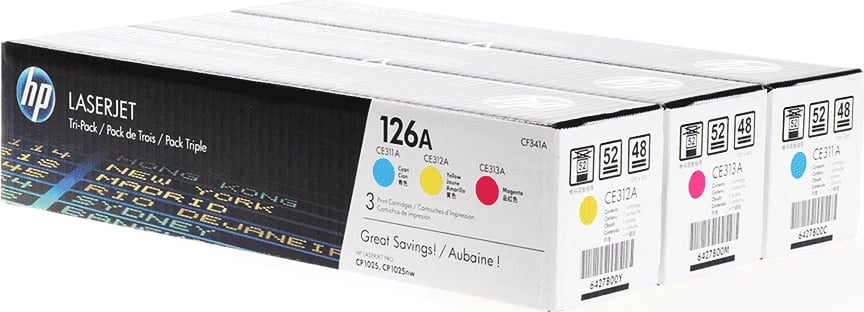 Toner HP 126A CF341A, rendiment 1000 faqe, multipack 3-copësh, Cian Magenta Yellow