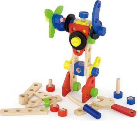 Set ndërtimi prej druri Viga 48 pjesë, shumëngjyrësh