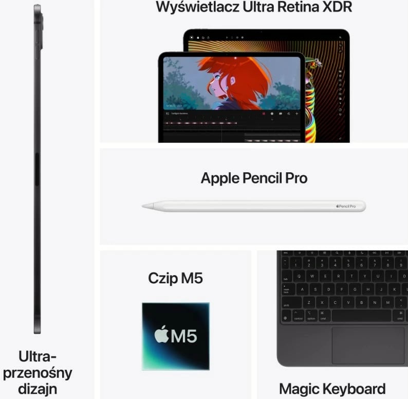 Tablet, Apple, iPad Pro 11 Wi‑Fi + Cellular 1 TB, Ultra Retina XDR, M5, Thunderbolt 4, Nano‑Texture Glass, argjendtë