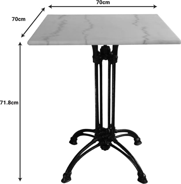 Tavolinë mermeri Marmol, hekur i derdhur, ngjyrë bardhë-e zezë, 70x70x71.8cm