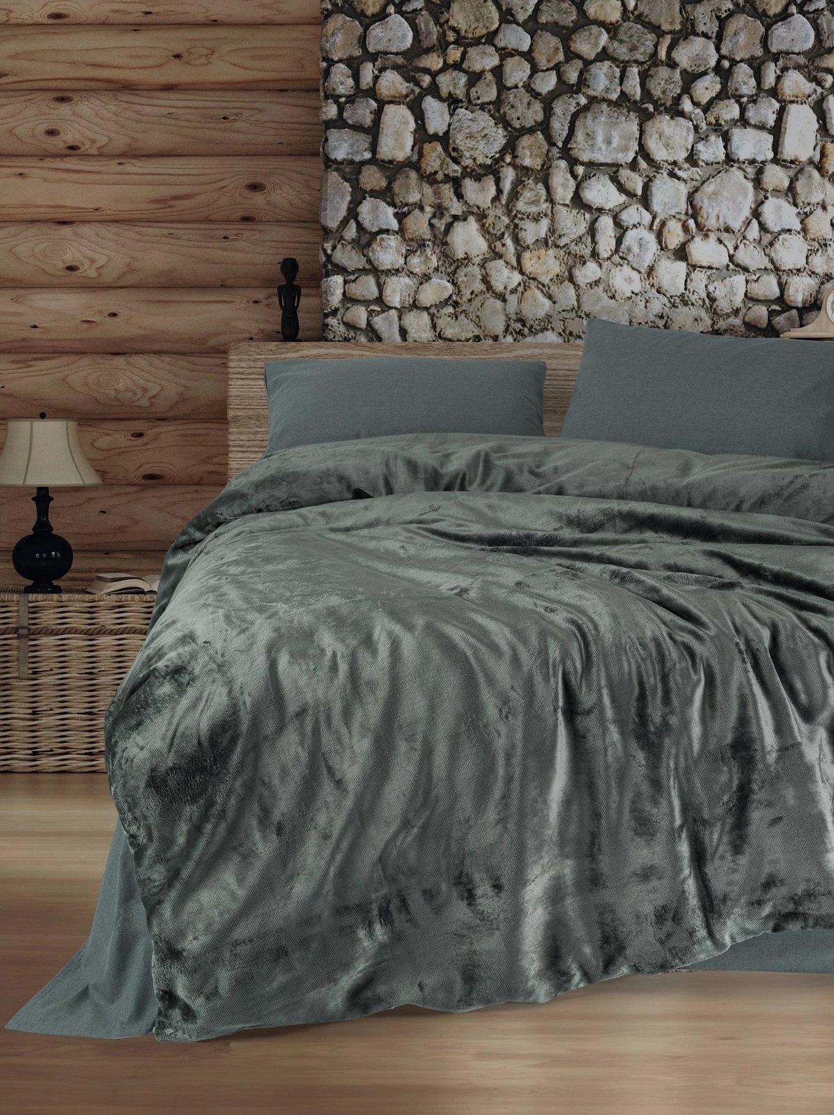 Set mbulesë për jorgan dopio, Flossy, ngjyrë gri