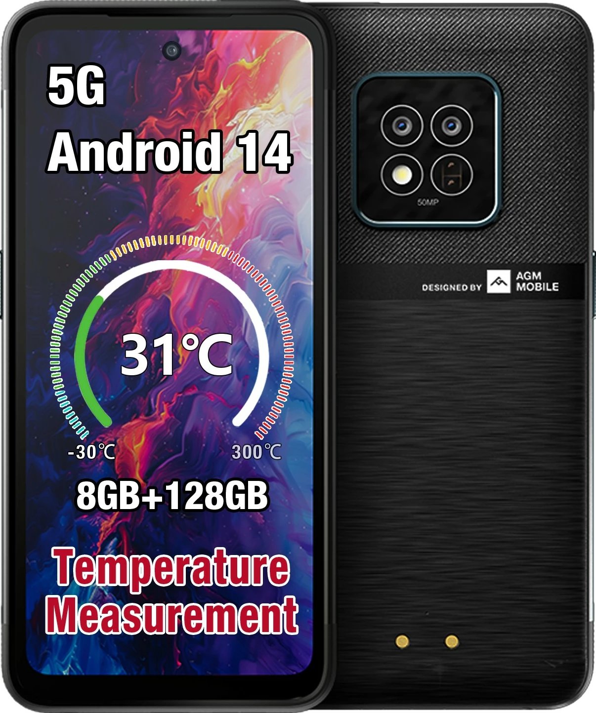 Celular AGM X6 Phantom Rugged, 8GB RAM, 128GB, 5G, Android 14, transparent