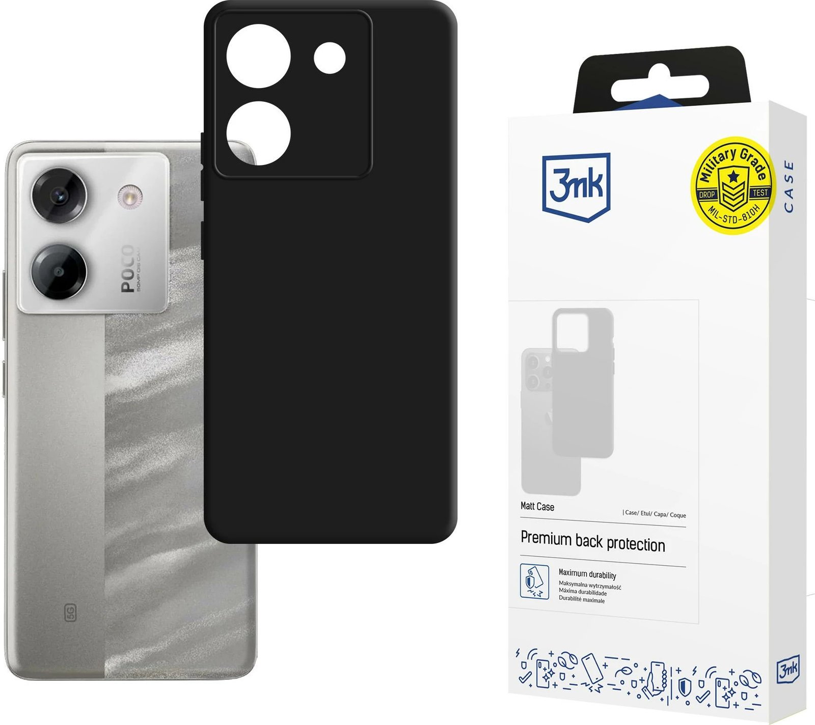 Mbështjellës 3mk Matt Case për Xiaomi Poco M7 Pro 5G, i zi