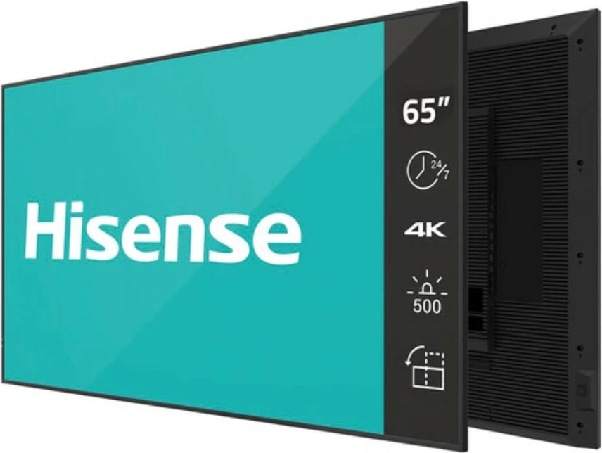 Ekran i madh Hisense 65 inç, 4K UHD, IPS, Digital Signage, 24/7