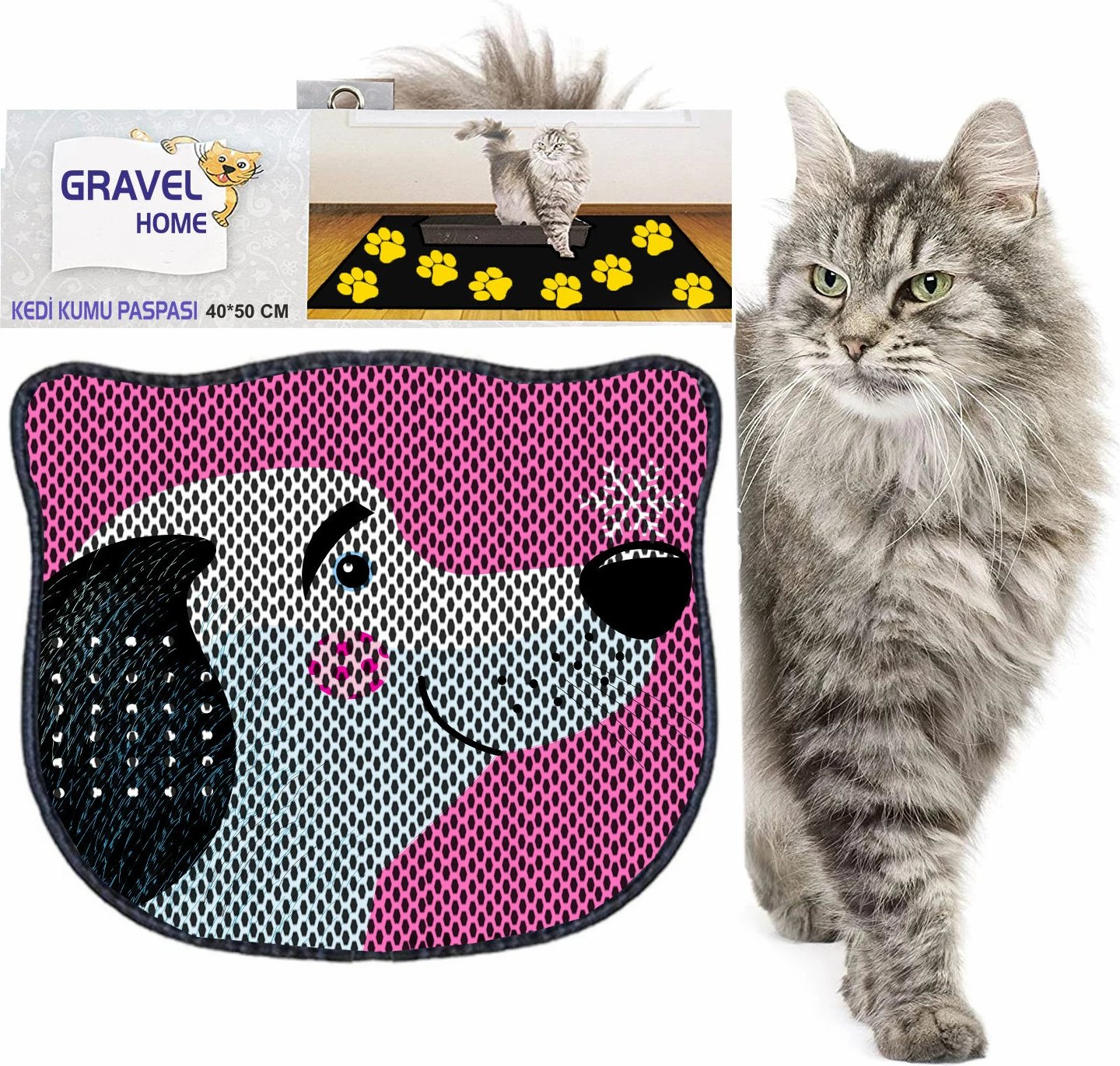 Tapet për rërë mace, shumëngjyrësh, Paws & Whiskers, Kdkafa0212, 40x50cm