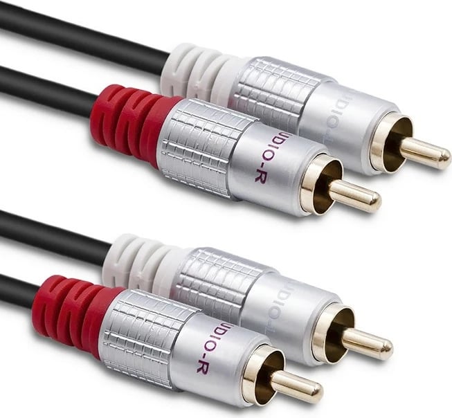 Kabllo audio Qoltec 2xRCA mashkull në 2xRCA mashkull, 3m, e zezë