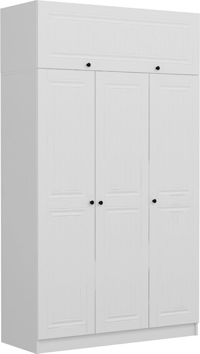 Dollap garderobe, ngjyrë e bardhë, Skye Decor, 3 kapakë, 2 sirtarë, 135x52x255 cm