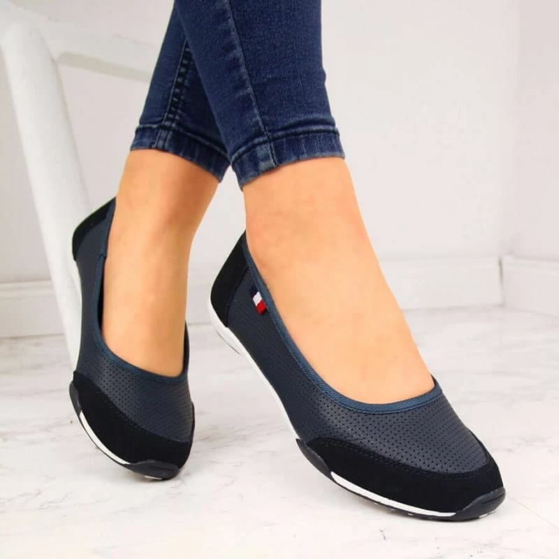 Balerina prej lëkure Filippo, për femra, blu marine