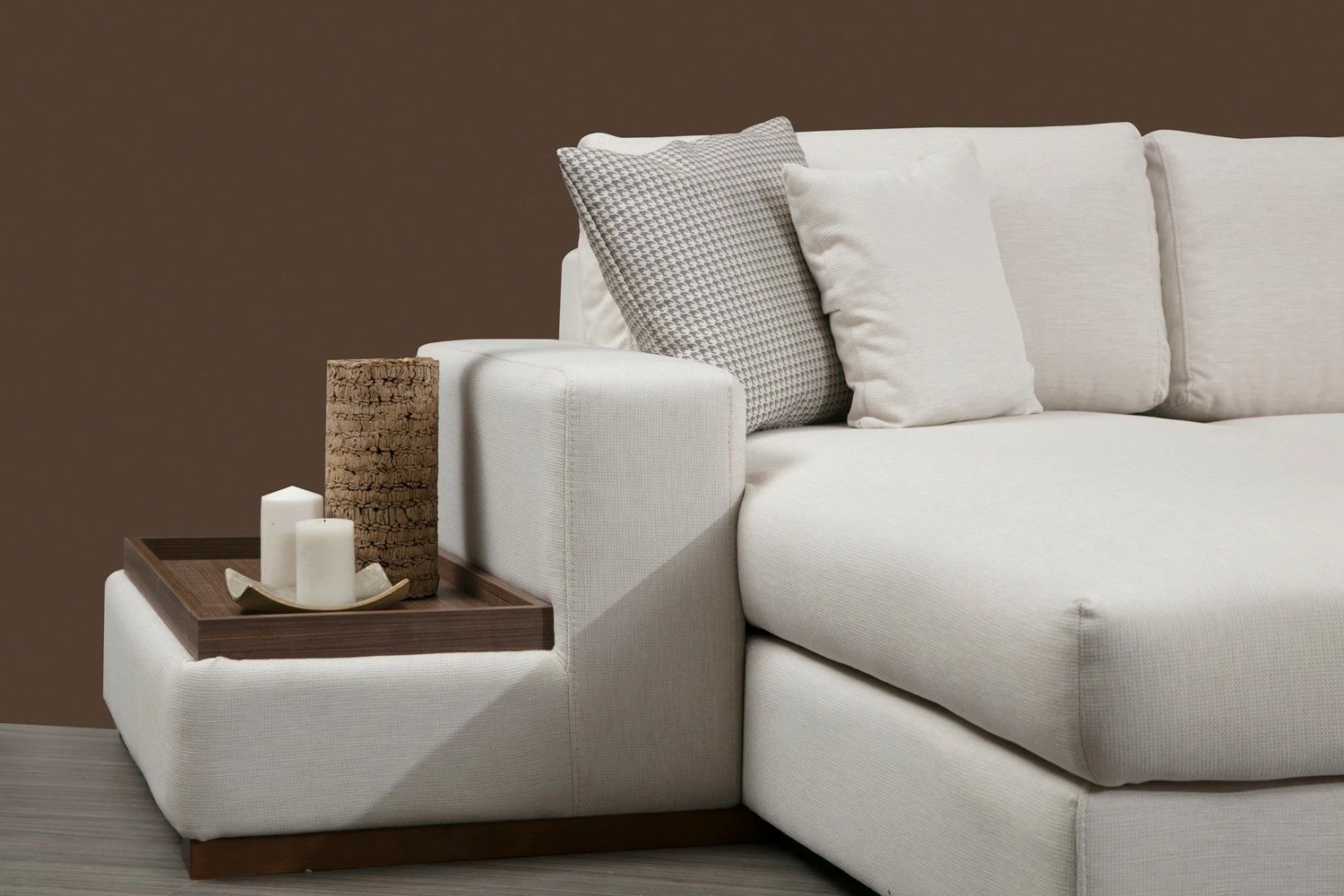 Këndare Atelier del Sofa, Loop 10, ngjyrë bezhë, këmbë druri arre, 5 pjesë