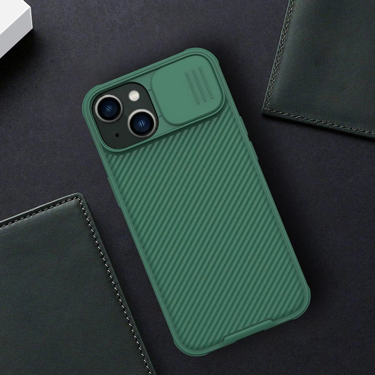 Mbështjellës Nillkin CamShield Pro për iPhone 14 Plus, me kapak kamere, Kaltër