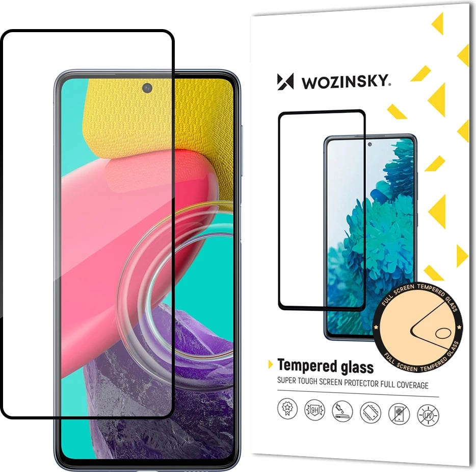Xham i temperuar Wozinsky Super Tough Full Glue me kornizë, për Samsung Galaxy M53 5G, Zi