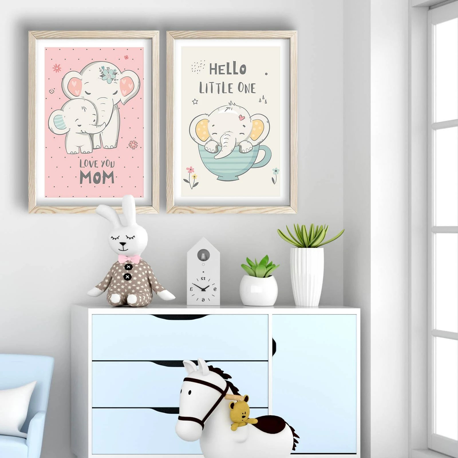 Pikturë dekorative me kornizë MDF (2 copë), Wallity, 2P3853KCT-004, rozë dhe e bardhë