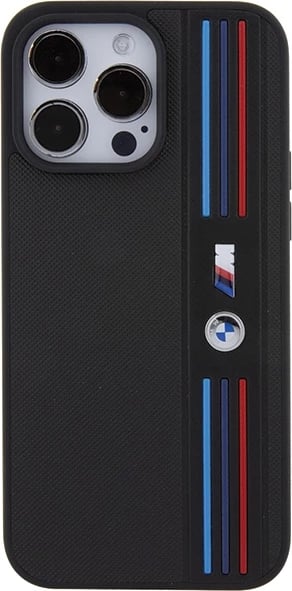 Mbështjellës BMW Tricolor M Collection për iPhone 15 Pro, i zi