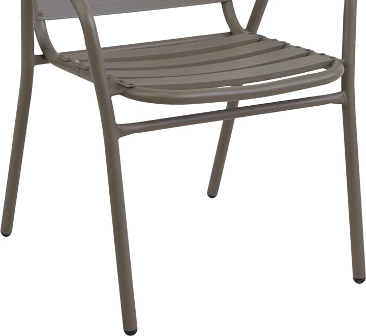 Set tavolinë me karrige për terasë, metal, ngjyrë shampanjë, Albero-Sussie, 3 copë, Φ60x70cm