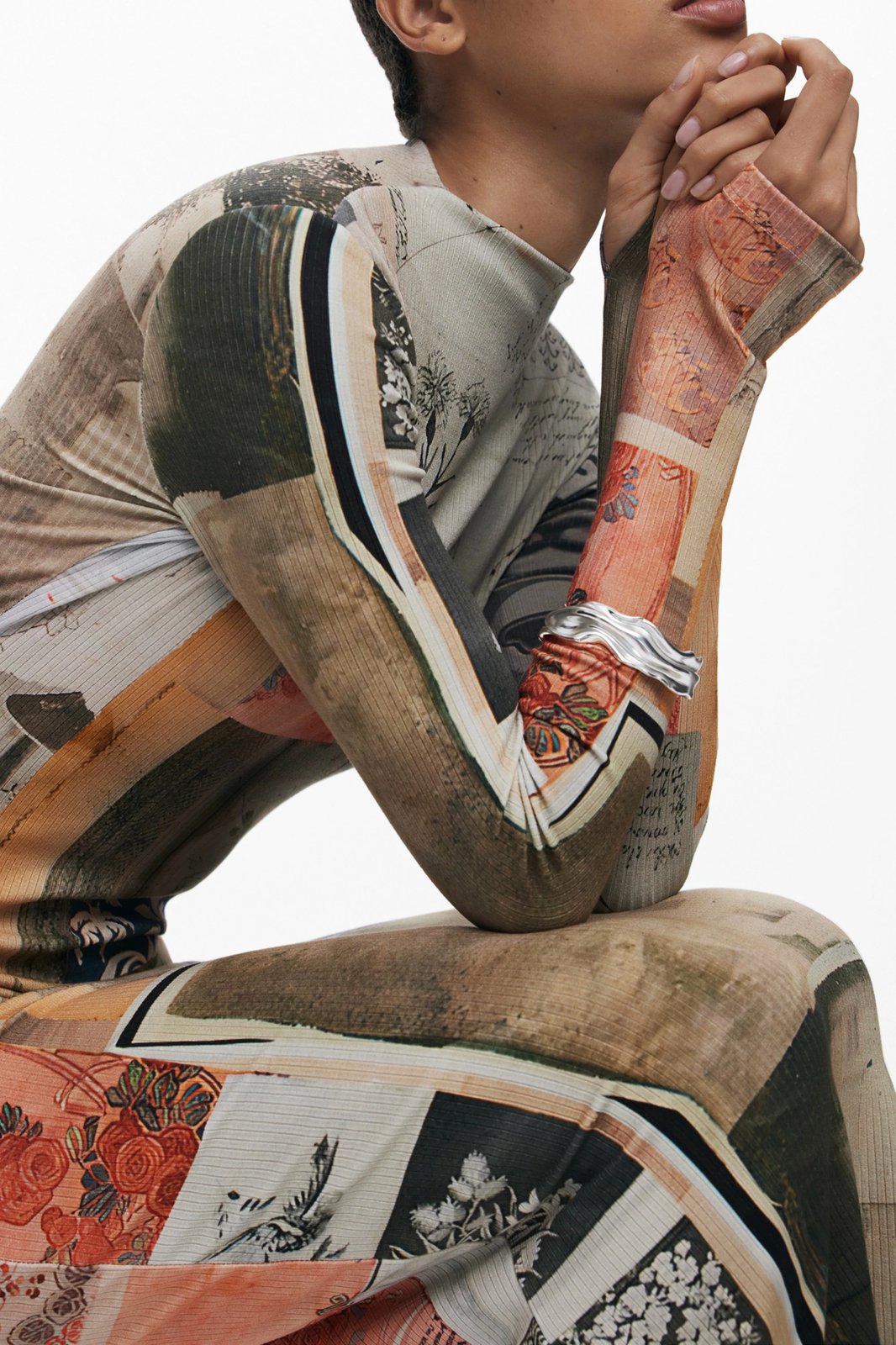 Fustan i gjatë DESIGUAL femra, beige