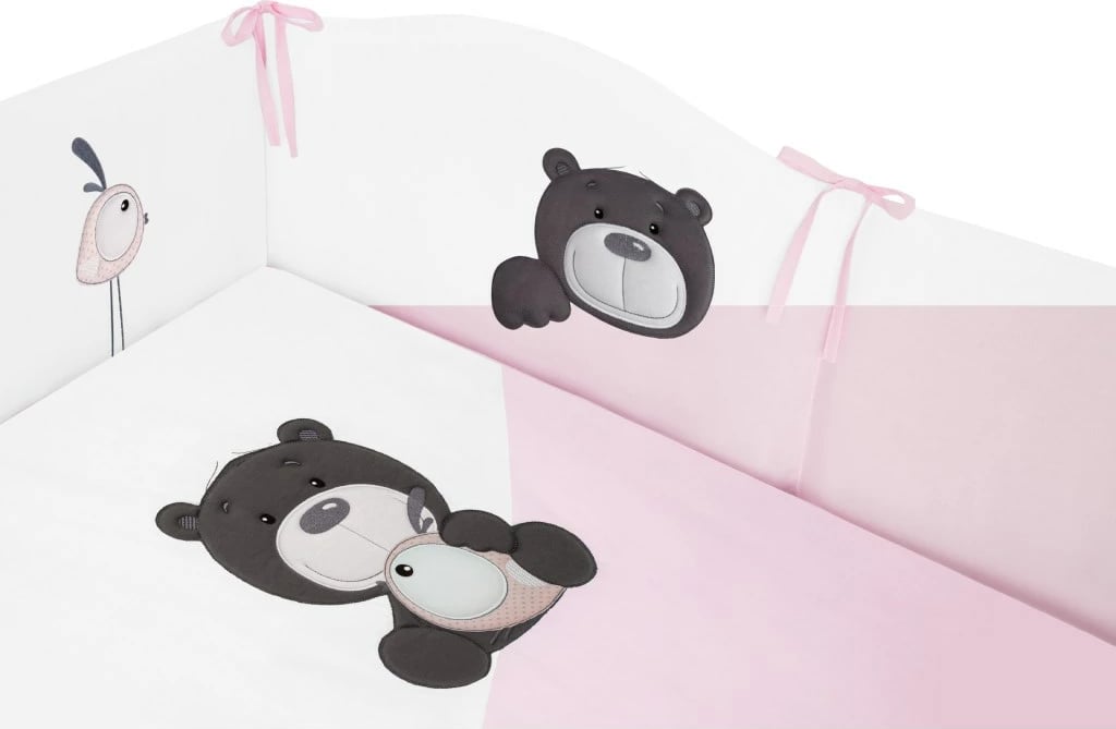 Set shtrati bebe Belisima LILO & LU 3 pjesë 100% pambuk jorgani 100x135 cm, këllëf jastëku 40x60 cm, çarçaf me llastik 180 cm rozë