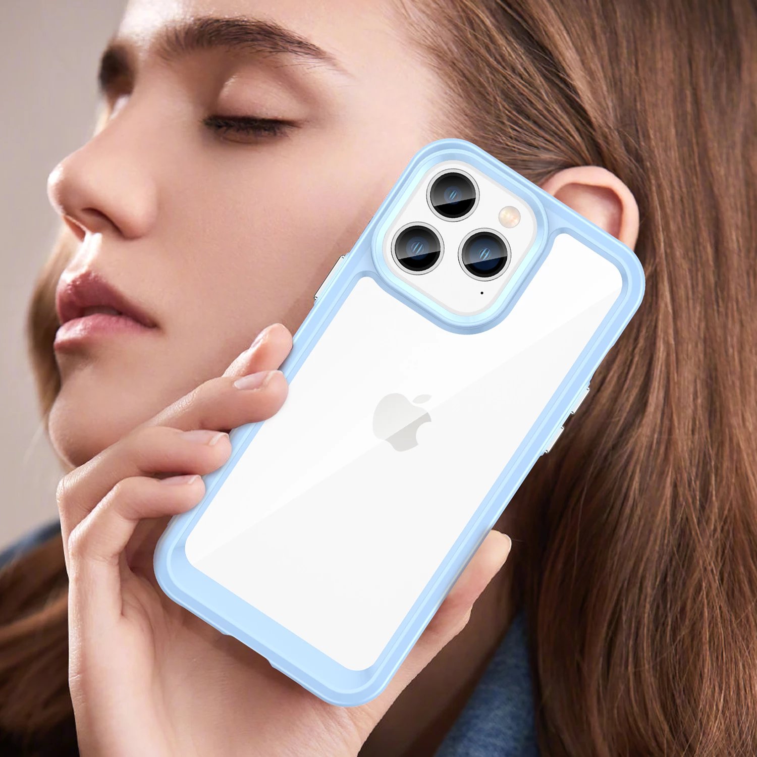 Mbështjellës Hurtel Outer Space Case për iPhone 14 Pro, hard cover me kornizë gel, Blu