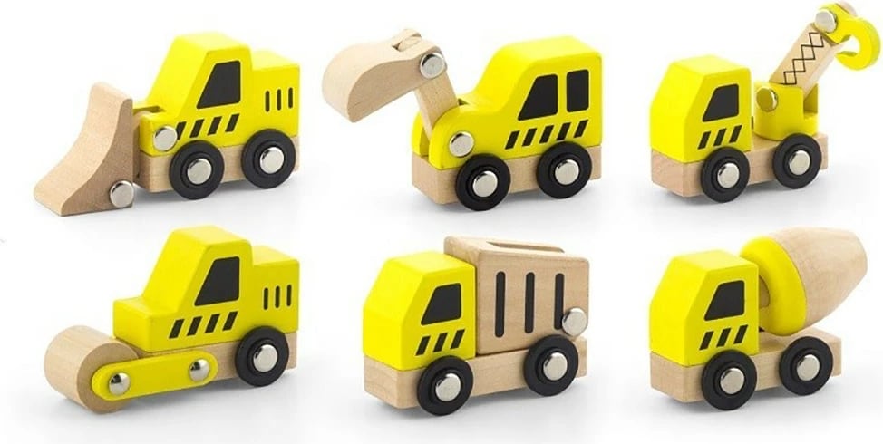 Set makina druri ndërtimi, Viga Little Builder, 6 copë, 18+ muaj, multicolor, set