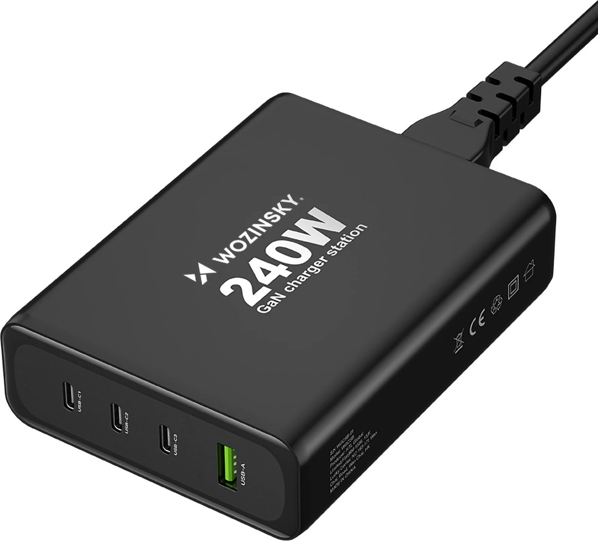 Karikues muri Wozinsky WGCSB, 240W, 3x USB-C, 1x USB-A, GaN, i zi Karikues muri Wozinsky WGCSB, 240W, 3x USB-C, 1x USB-A, GaN, i zi