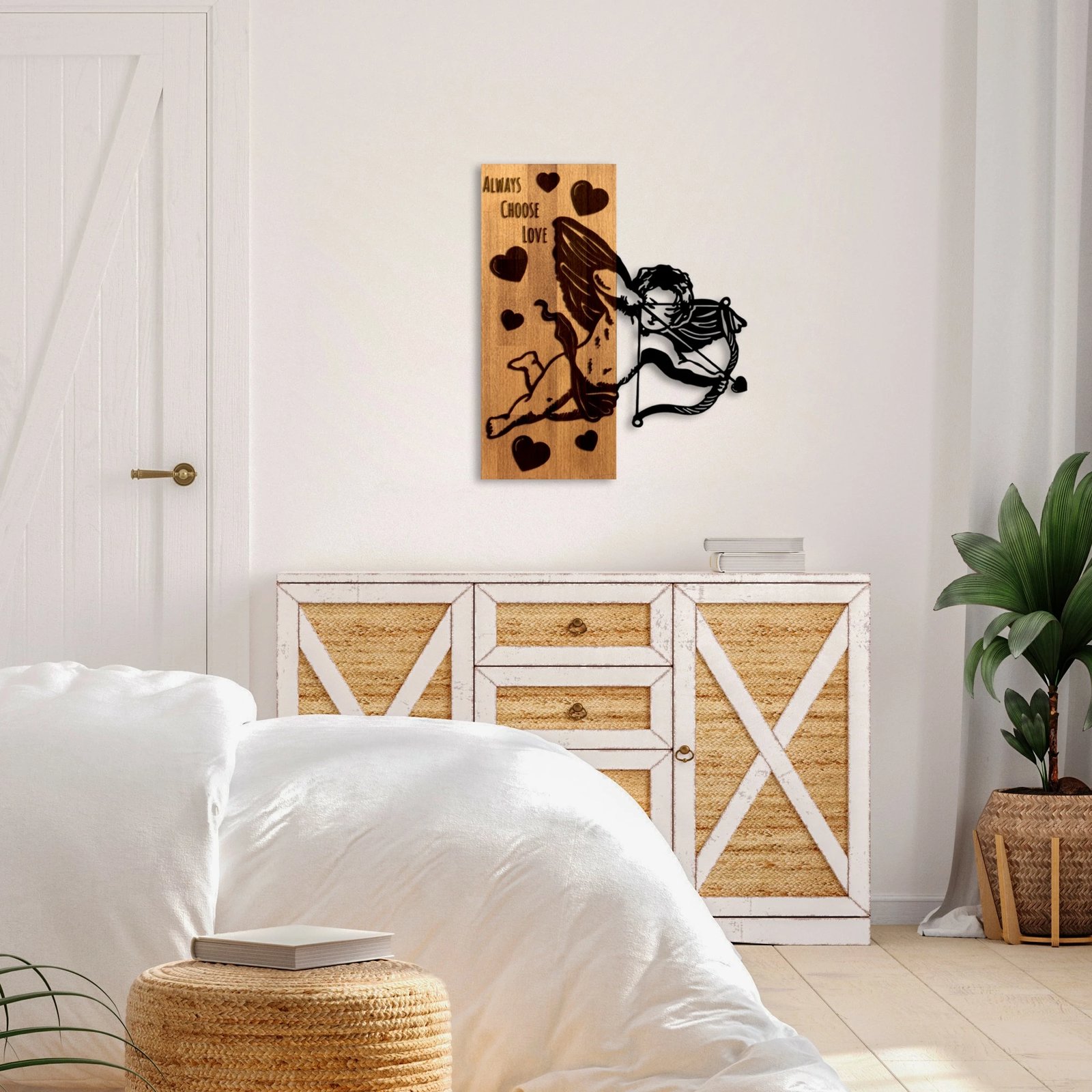 Aksesor dekorativ për mur, dru arre dhe metal, Wallity Eros 01