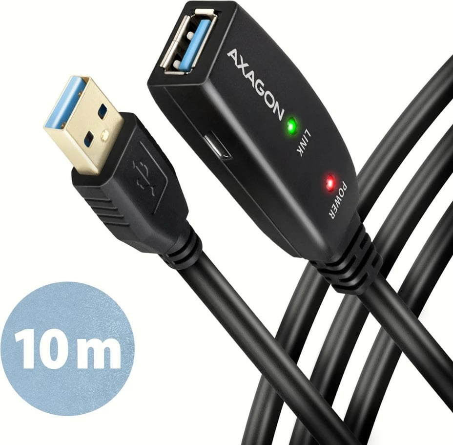 Kabllo zgjatues aktiv USB 3.2 Gen 1 AXAGON ADR-310, 10m, e zezë
