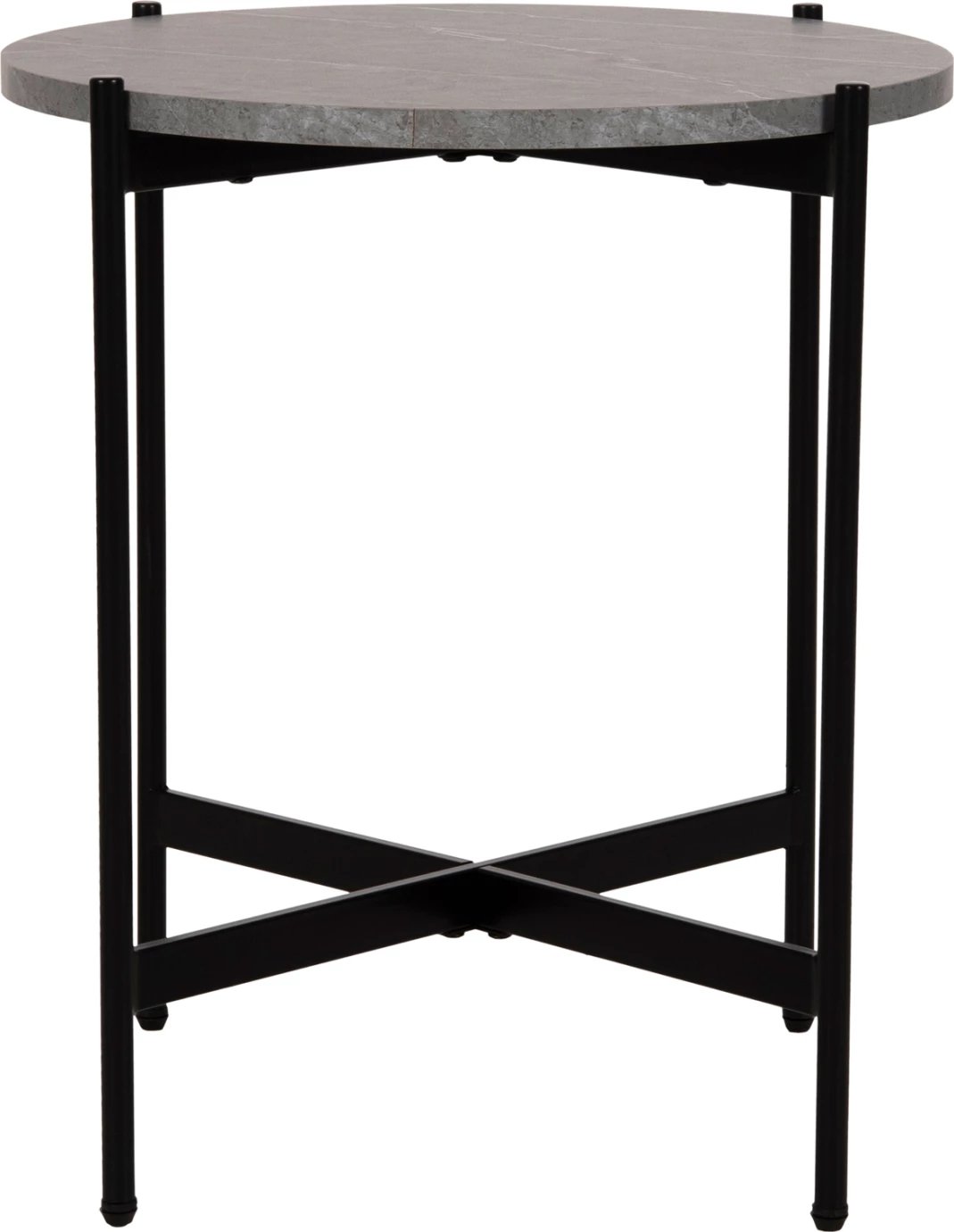 Tavolinë anësore FH9589.02 MDF mermer gri-bazë metalike e zezë Φ50x55Hcm