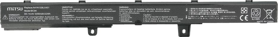 Bateri laptop Mitsu BC/AS-X451, 2200 mAh, 14.4-14.8V, e zezë