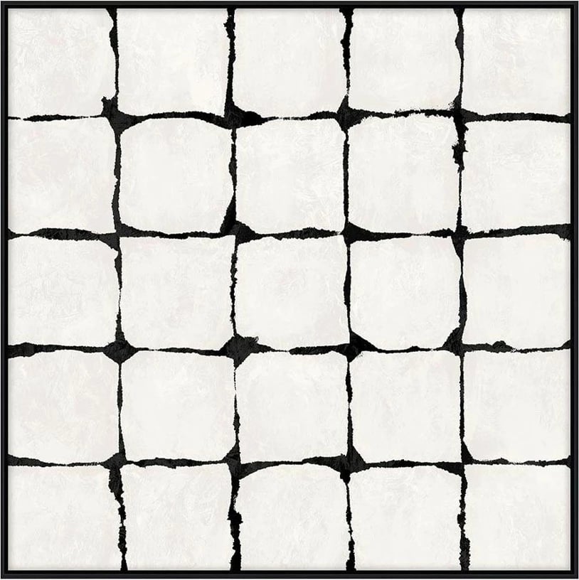 Pikturë dekorative FOCUS, kanavacë, ngjyrë e bardhë dhe e zezë, MDF i zi, 100x100x4cm