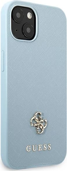 Mbështjellës Guess Saffiano 4G Small Metal Logo për iPhone 13 6.1", kaltër