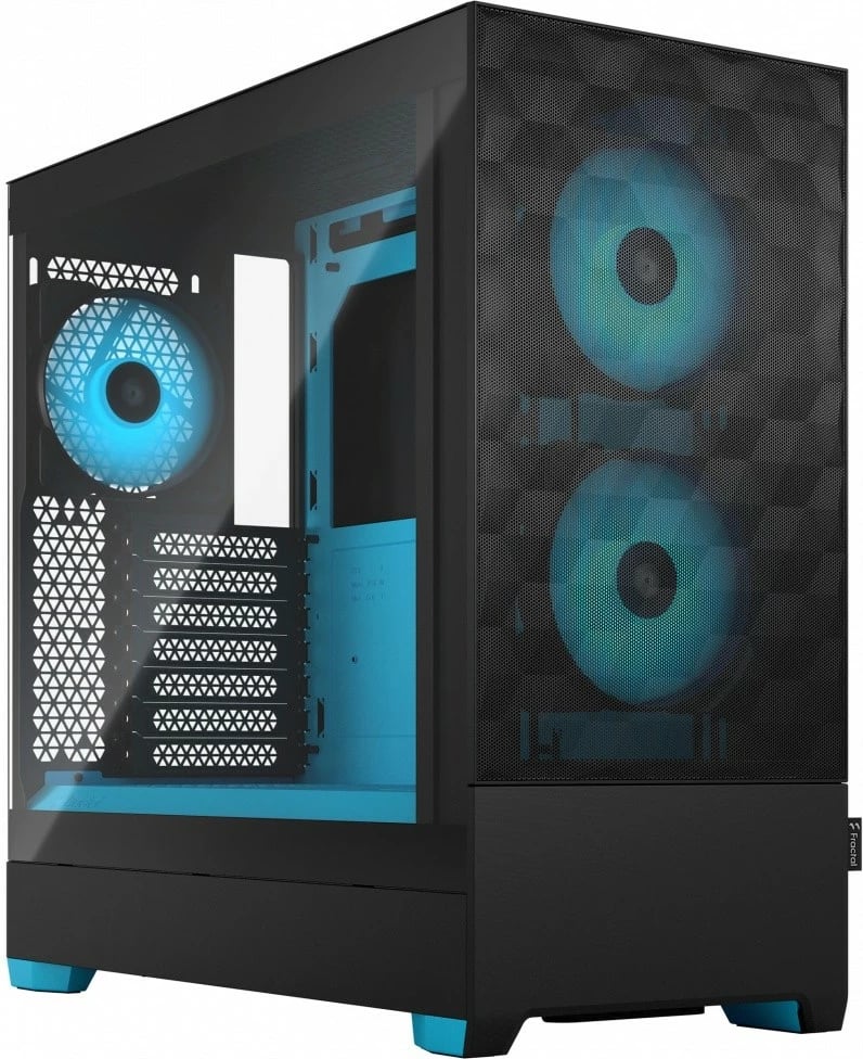 Kasë Fractal Design Pop Air TG Clear Tint RGB Cyan Core, Midi Tower, ATX, Micro ATX, Mini ITX, e zezë/cyan