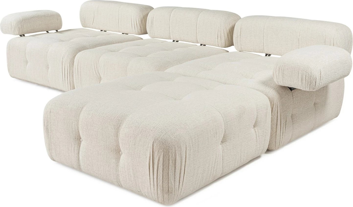 Kënd-sofë Doblo 3 vendëshe me pouffe, krem, Atelier del Sofa