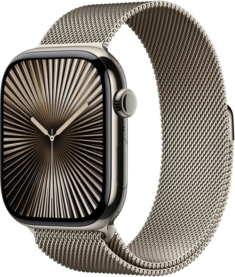 Smartwatch Apple Watch Series 10, 46 mm, titani natyral, rrip milanez, GPS + Cellular, M/L
