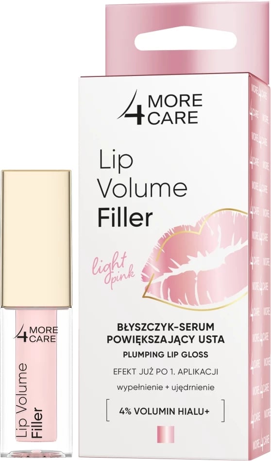 Gloss për buzë More4Care Lip Volume Filler Gloss-Serum Lip Enhancer Light Pink 4.8g