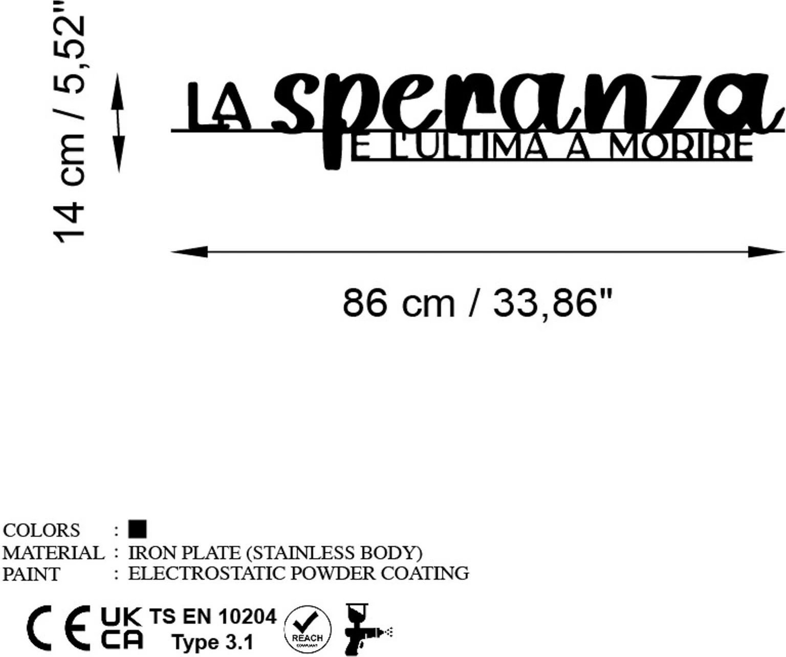 Aksesor dekorativ metalik për mur, Wallity La Speranza 1, ngjyrë e zezë, 86x14cm