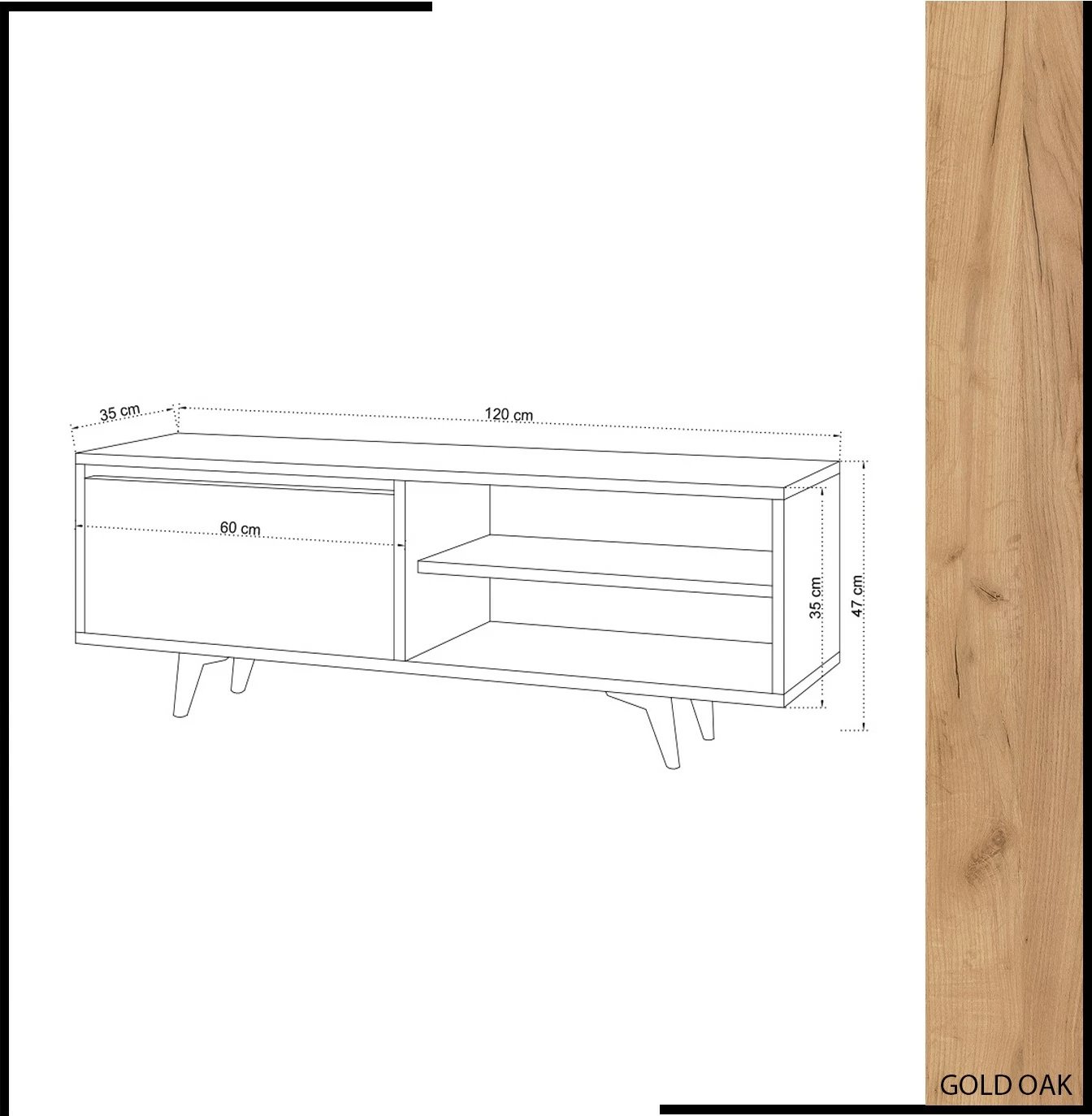 Komodë TV Hanah Home, Maku, ngjyrë lis dhe e bardhë