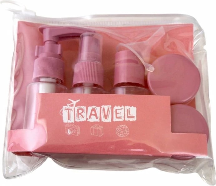 Set aksesorësh udhëtimi Ecarla 7 copë unisex rozë