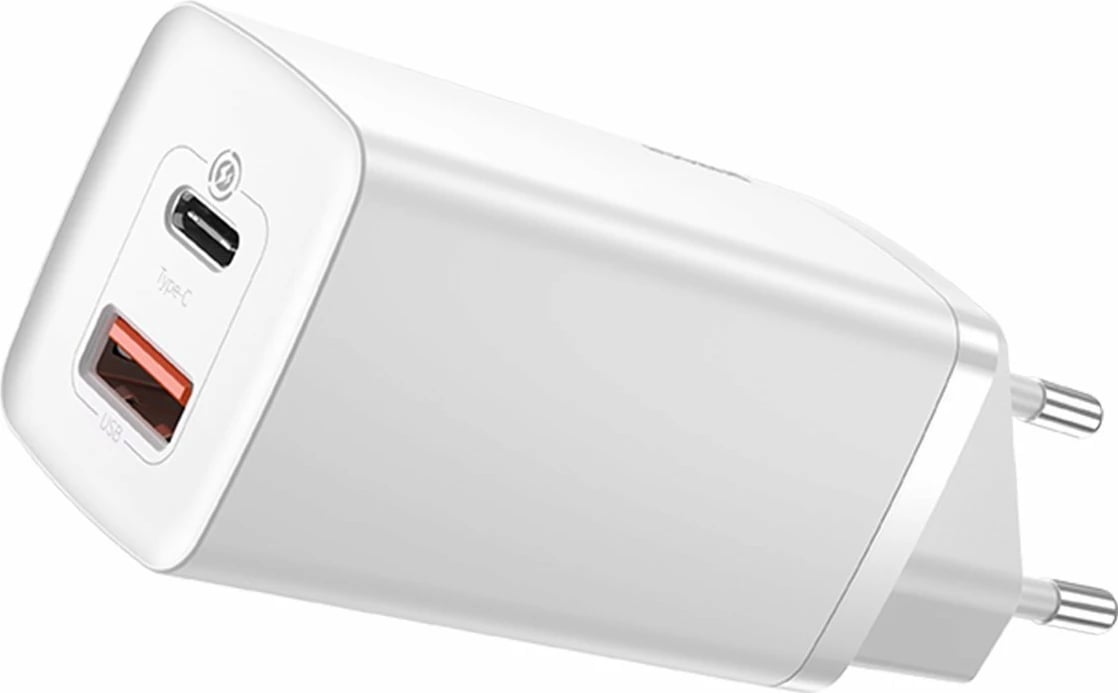 Karikues udhëtimi Baseus GaN2 Lite 65W, USB-C + USB-A, i bardhë