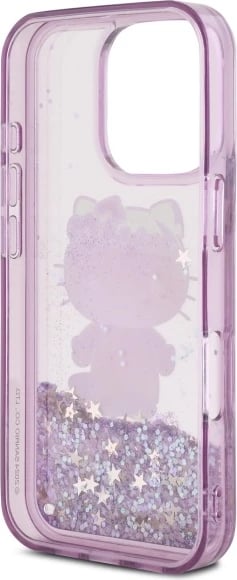 Mbështjellës Hello Kitty Liquid Glitter 50TH Anniversary Party për iPhone 16 Pro, Violet